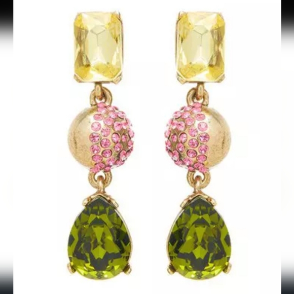 🌻Oscar de la RentaHalf Pavé Crystal Chandelier Earrings - Picture 4 of 8